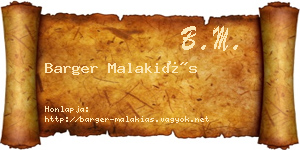 Barger Malakiás névjegykártya
